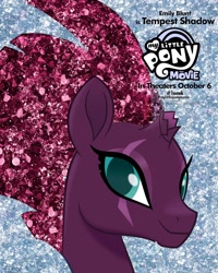 Size: 800x1000 | Tagged: safe, tempest shadow, pony, my little pony: the movie, glitter, glitter pony, horn, my little pony logo, solo