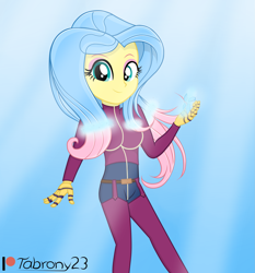 Size: 2357x2526 | Tagged: safe, alternate version, artist:tabrony23, fluttershy, human, equestria girls, clothes, cosplay, costume, female, high res, ice, king of fighters, kula diamond, looking at you, patreon, patreon logo, smiling, solo