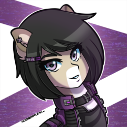 Size: 1800x1800 | Tagged: safe, artist:ciderpunk, oc, oc only, pony, bust, choker, clothes, cyberpunk, ear piercing, earring, jacket, jewelry, looking at you, piercing