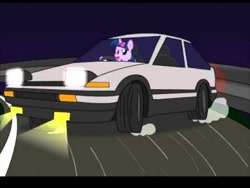 Size: 480x360 | Tagged: safe, twilight sparkle, pony, unicorn, female, initial d, mare, solo, toyota, toyota sprinter trueno [ae86]