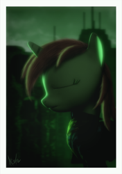 Size: 1520x2158 | Tagged: safe, artist:aeridiccore, oc, oc only, oc:littlepip, pony, unicorn, fallout equestria, 3d, clothes, eyes closed, fanfic, fanfic art, female, horn, mare, solo, source filmmaker, vault suit