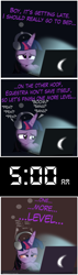 Size: 2000x7000 | Tagged: safe, artist:mrkat7214, twilight sparkle, twilight sparkle (alicorn), alicorn, pony, comic:twilight vs. computer, bloodshot eyes, comic, computer, gamer twi, headphones, laptop computer, messy mane, morning, night, sleepy, solo, tired, video game