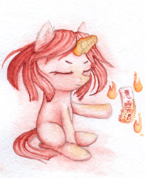 Size: 1902x2334 | Tagged: safe, artist:0okami-0ni, burning heart, female, filly, fire, hino rei, huevember, ofuda, paper talisman, raye hino, sailor mars, sailor moon, solo, traditional art