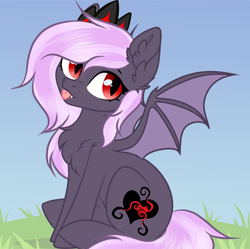 Size: 2616x2602 | Tagged: artist needed, safe, oc, oc:sak, bat pony, pony, vampire, vampony, bat pony oc, cute, fangs, female, goth, gothic, mare, mlem, red eyes, royalty, silly, tongue out