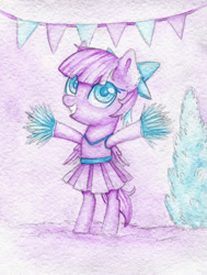 Size: 1514x2000 | Tagged: safe, artist:0okami-0ni, cheerleader, female, filly, huevember, liliac sky, solo, traditional art