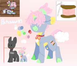 Size: 1140x980 | Tagged: safe, artist:nootaz, oc, oc:patchworks, pony, pony town, reference sheet