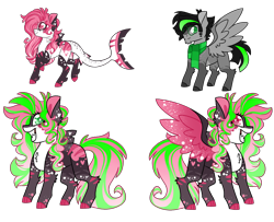 Size: 4162x3380 | Tagged: safe, artist:crazysketch101, oc, oc:chew, oc:mira scott, oc:unit, original species, pegasus, shark, shark pony