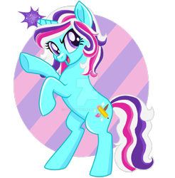 Size: 1280x1302 | Tagged: safe, artist:pokeponyeq, oc, oc:crystal skylight, pony, unicorn, base used, deviantart watermark, female, magic, mare, obtrusive watermark, rearing, solo, watermark