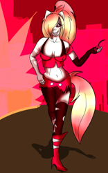 Size: 312x500 | Tagged: safe, artist:lullabyjak, anthro, pony, cherri bomb, commission, fanart, hazbin hotel, ponified, ready to fight old man?