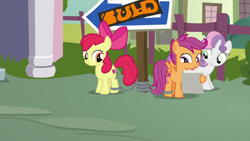 Size: 1280x720 | Tagged: safe, screencap, apple bloom, scootaloo, sweetie belle, pony, the last crusade, cutie mark crusaders