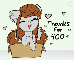 Size: 3500x2842 | Tagged: safe, artist:airfly-pony, oc, oc only, oc:scarlett drop, pony, box, chibi, ear fluff, heart, pony in a box, rcf community, solo