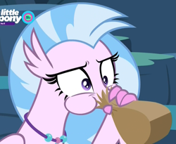 Size: 1317x1080 | Tagged: safe, screencap, silverstream, classical hippogriff, hippogriff, uprooted, cropped, female, hyperventilating, paper bag, puffy cheeks, solo, twilighting