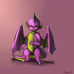 Size: 3200x3200 | Tagged: safe, artist:miokomata, spike, dragon, male, solo, winged spike