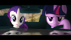 Size: 3840x2160 | Tagged: safe, artist:bastbrushie, artist:vbastv, rarity, twilight sparkle, alicorn, pony, unicorn, car, drive