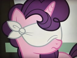 Size: 4032x3024 | Tagged: safe, screencap, sugar belle, pony, unicorn, the big mac question, blindfold, cropped, female, mare, solo