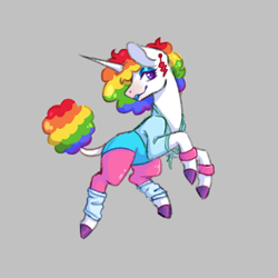 Size: 900x900 | Tagged: safe, artist:flaming-trash-can, oc, pony, unicorn, afro, clothes, colored sketch, commission, lipstick, multicolored hair, rainbow hair, simple background, solo