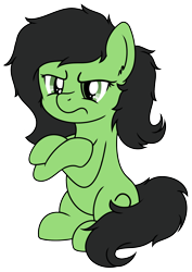 Size: 1418x2003 | Tagged: safe, alternate version, artist:djdavid98, derpibooru exclusive, oc, oc only, oc:anon filly, pony, crossed hooves, female, filly, filly anon is not amused, simple background, sitting, solo, transparent background, unamused