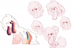 Size: 1920x1280 | Tagged: safe, artist:little-sketches, oc, oc:ayaka, earth pony, pony, alternate design, bandana, chest fluff, ear fluff, fangs, female, mare, multicolored hair, ponified, simple background, sketch, species swap, tail wrap, white background