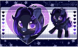 Size: 1150x695 | Tagged: safe, artist:auroracursed, oc, pony, adoptable, cute, female, heart, looking at you, simple background, smiling, solo