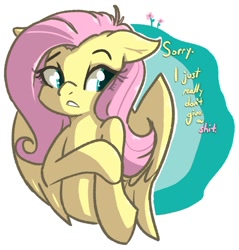 Size: 1323x1383 | Tagged: safe, alternate version, artist:modularpon, fluttershy, pegasus, pony, averted gaze, dialogue, female, mare, solo, vulgar, wings