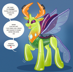 Size: 1243x1239 | Tagged: safe, artist:hornbuckle, thorax, changedling, changeling, inflatable pony, changeling king, female to male, human to changeling, inflatable, inflatable toy, king thorax, latex, male, pool toy, rule 63, solo, transformation, transformation sequence, transgender transformation