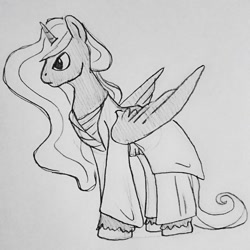 Size: 1232x1233 | Tagged: safe, artist:smirk, oc, oc:james glastos, alicorn, alicorn oc, fully clothed, monochrome, solo