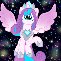 Size: 1000x1000 | Tagged: safe, artist:katya, princess flurry heart, alicorn, pony, the last problem, crown, crystal heart, cute, flying, full body, jewelry, older, older flurry heart, regalia, solo, stars