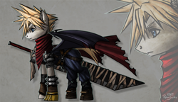 Size: 1941x1121 | Tagged: safe, artist:robsa990, pony, cloud strife, dissidia, final fantasy, final fantasy vii, ponified