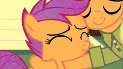 Size: 1920x1080 | Tagged: safe, screencap, mane allgood, scootaloo, snap shutter, pony, the last crusade, animated, female, gif, hat, hug, like mother like daughter, mother and child, mother and daughter, parent and child, scootalove