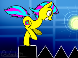 Size: 640x480 | Tagged: safe, artist:onikashi, derpibooru import, pony, geometry dash, ponified