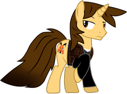 Size: 6014x4454 | Tagged: safe, artist:ejlightning007arts, oc, oc:ej, fox, pony, unicorn, base used, clothes, looking back, not amused face, raised hoof, serious, serious face, simple background, sweater, transparent background, vector, vest