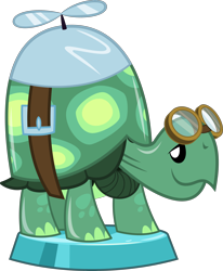 Size: 2723x3307 | Tagged: safe, artist:phucknuckl, part of a series, part of a set, tank, tortoise, my little pocket ponies, cute, goggles, high res, pocket ponies, propeller, simple background, smiling, solo, tankabetes, transparent background