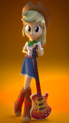 Size: 756x1344 | Tagged: safe, artist:jarg1994, applejack, equestria girls, 3d, blender, guitar, solo