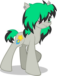 Size: 1024x1352 | Tagged: safe, artist:marly-kaxon, oc, oc only, oc:rocket star, earth pony, pony, ear piercing, eye scar, female, lip piercing, mare, piercing, scar, short tail, simple background, solo, white background