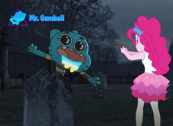 Size: 2050x1496 | Tagged: safe, artist:limedazzle, edit, editor:mr. gumball, pinkie pie, equestria girls, crossover, gumball watterson, gun, the amazing world of gumball, weapon