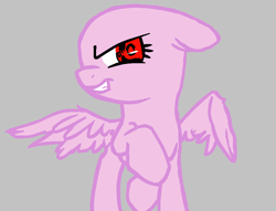 Size: 896x684 | Tagged: safe, artist:drtrebleclef, pegasus, pony, base, gray background, raised hoof, red eyes, simple background, smiling, smirk, solo