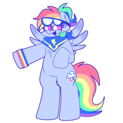 Size: 2000x2000 | Tagged: safe, artist:saveraedae, derpibooru import, rainbow dash, anthro, bandana, bipedal, bright, clothes, cute, female, goggles, pastel, solo