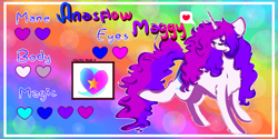 Size: 1024x512 | Tagged: safe, artist:anasflow, oc, oc:anasflow maggy, pony, unicorn, female, mare, reference sheet, solo