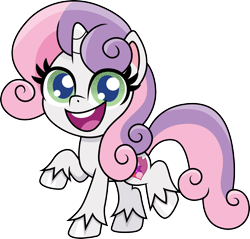 Size: 3132x3000 | Tagged: safe, artist:cloudyglow, sweetie belle, pony, unicorn, my little pony: pony life, chibi, cute, diasweetes, female, happy, looking at you, mare, older, older sweetie belle, raised hoof, simple background, smiling, solo, transparent background, unshorn fetlocks