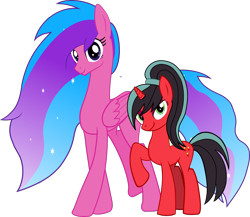 Size: 1450x1260 | Tagged: safe, artist:warszak, oc, oc:melody aurora, oc:red rosette, pony, unicorn, female, mare, offspring, parent:flash sentry, parent:twilight sparkle, parents:flashlight, ponytail, simple background, transparent background, vector