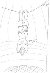 Size: 620x900 | Tagged: safe, artist:quint-t-w, oc, bat pony, pony, hanging, hanging upside down, net, old art, onomatopoeia, pencil drawing, sketch, sleeping, solo, sound effects, tightrope, traditional art, zzz