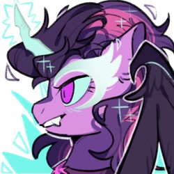 Size: 500x500 | Tagged: safe, artist:snowillusory, midnight sparkle, sci-twi, twilight sparkle, pony, equestria girls ponified, fangs, icon, ponified, side view, sparkles