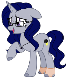 Size: 1280x1476 | Tagged: safe, artist:cosmic-wonders, oc, oc:thundferstorm, pony, unicorn, base used, female, floppy ears, glasses, mare, simple background, solo, transparent background