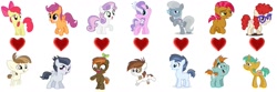 Size: 1549x516 | Tagged: safe, editor:jdueler11, apple bloom, babs seed, button mash, diamond tiara, featherweight, pipsqueak, rumble, scootaloo, shady daze, silver spoon, snails, snips, sweetie belle, twist, pony, bips, featherbloom, female, male, piptiara, rumbloo, shipping, snailstwist, straight, sweetiemash