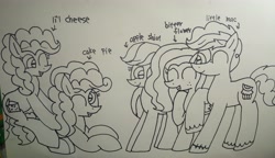 Size: 5181x2992 | Tagged: safe, artist:徐詩珮, li'l cheese, little mac, oc, oc:apple shiot, oc:bitter flower, oc:cake pie, earth pony, pegasus, pony, unicorn, the last problem, brother and sister, cousins, female, half-siblings, lineart, male, next generation, offspring, parent:applejack, parent:big macintosh, parent:caramel, parent:cheese sandwich, parent:fluttershy, parent:pinkie pie, parent:sugar belle, parents:carajack, parents:cheesepie, parents:fluttermac, parents:sugarmac, siblings, sisters, stallion, traditional art