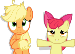 Size: 7000x5076 | Tagged: safe, artist:twilirity, derpibooru import, apple bloom, applejack, earth pony, pony, apple family reunion, absurd resolution, simple background, transparent background, vector