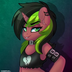 Size: 894x894 | Tagged: safe, artist:ciderpunk, oc, oc only, oc:dyk, pony, unicorn, choker, ear piercing, earring, female, jewelry, mare, piercing, punk