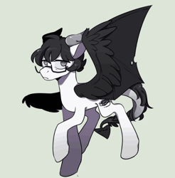 Size: 784x796 | Tagged: safe, artist:snowillusory, oc, oc:auropa, demon, demon pony, original species, glasses, male, solo, stallion