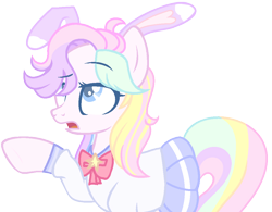 Size: 1036x808 | Tagged: safe, artist:bxby-mochi, oc, oc:pastel usagi, earth pony, pony, base used, bunny ears, clothes, female, mare, simple background, solo, transparent background