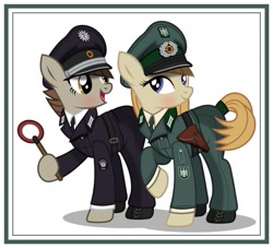 Size: 1024x931 | Tagged: safe, artist:brony-works, earth pony, pony, clothes, female, german, germany, hat, mare, military, peaked cap, simple background, smiling, uniform, west germany, white background